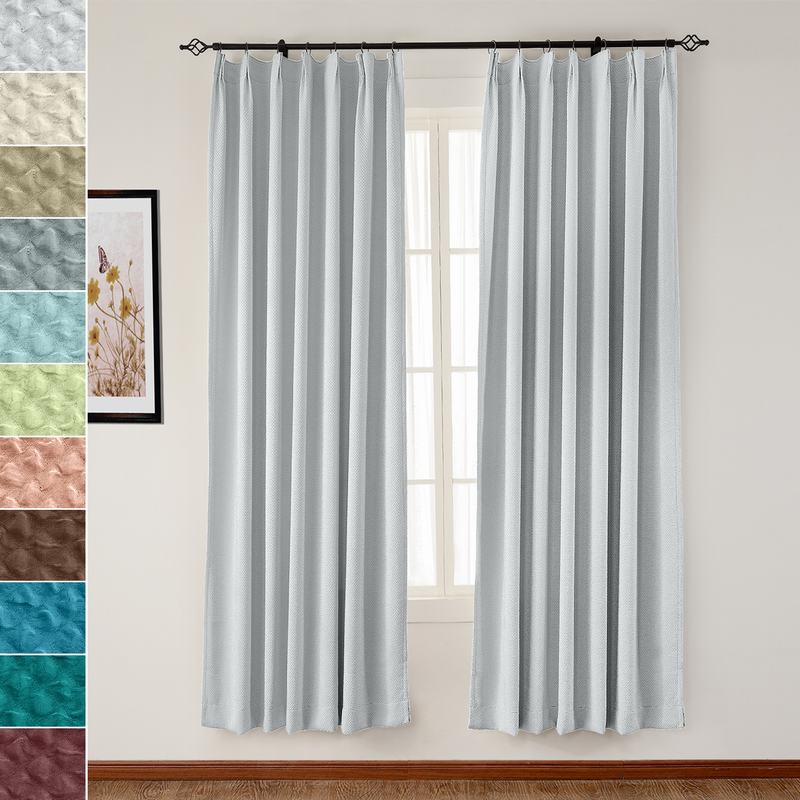 Jacquard Circle Bubble Wrinkle Blackout Curtain Drapery Bella