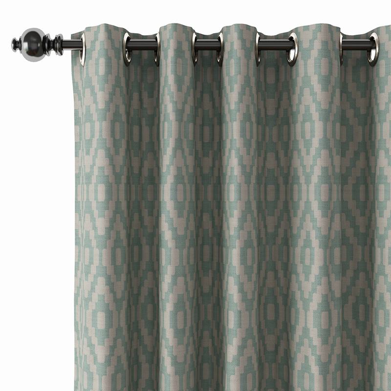 Abstract Print Polyester Linen Curtain Drapery with Privacy Blackout Thermal Lining CHARLOTTE