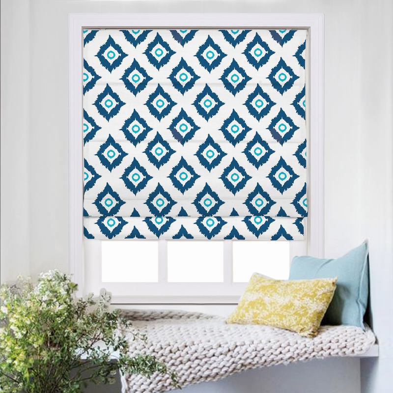 MARIAN Abstract Print Polyester Linen Room Darkening Roman Shade