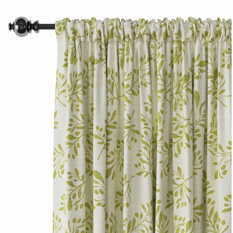 Nature Print Polyester Linen Curtain Drapery JASPER
