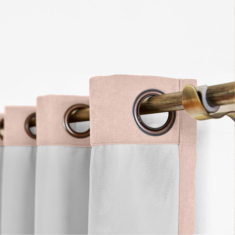 CUSTOM Kante Baby Pink Polyester Cotton Drapery With Lining Curtains