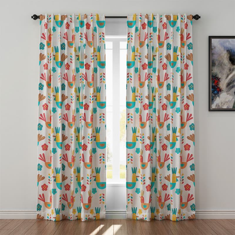 Animals Print Polyester Linen Curtain Drapery HARRY