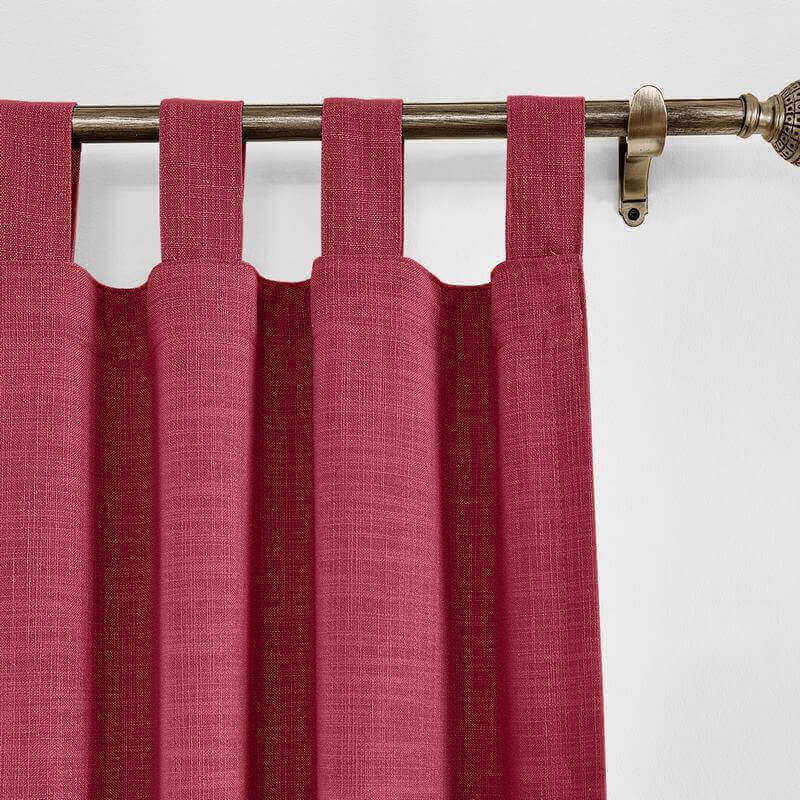 CUSTOM Liz Burgundy Red Polyester Linen Window Curtain Drapery with Lined