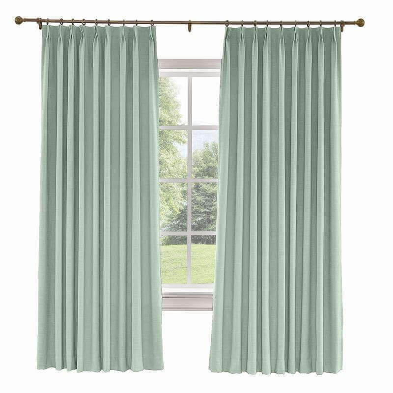 CUSTOM Liz Aqua Polyester Linen Curtain Drapery with Lined