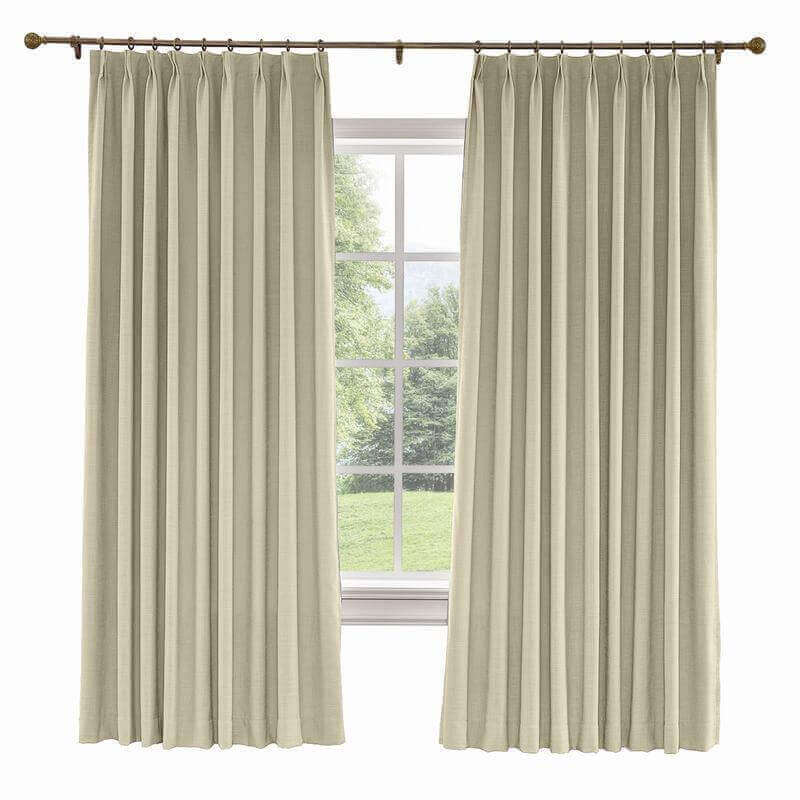 CUSTOM Liz Light Khaki Polyester Linen Curtain Drapery with Lined