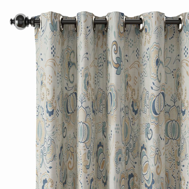 Paisleys Print Polyester Linen Curtain Drapery PALM