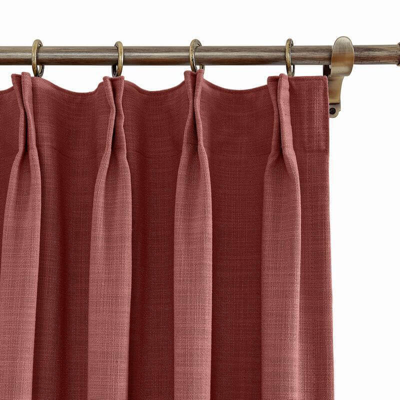 CUSTOM Liz Maroon Polyester Linen Curtain Drapery with Lined