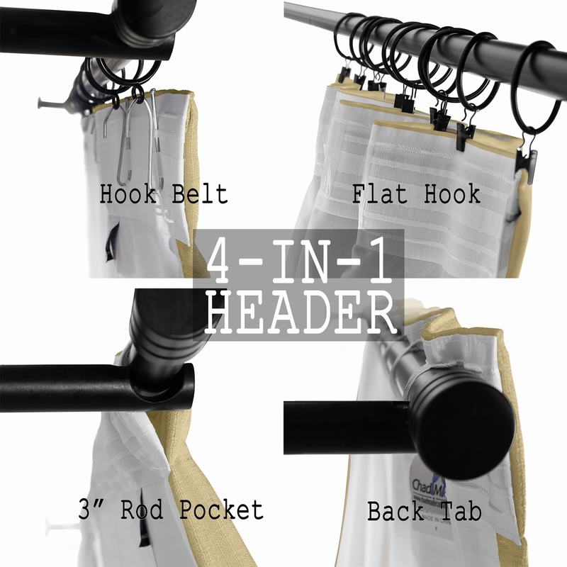 LIZ 4-in-1 Header Type Polyester Linen Curtain Drapery Custom