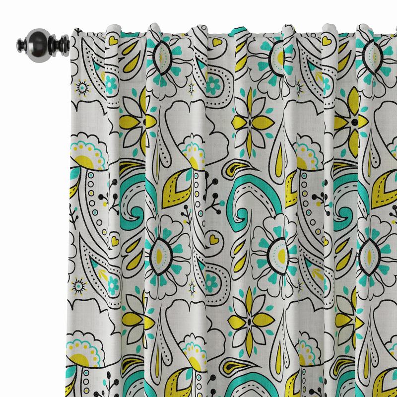 Paisleys Print Polyester Linen Curtain Drapery ATLAS