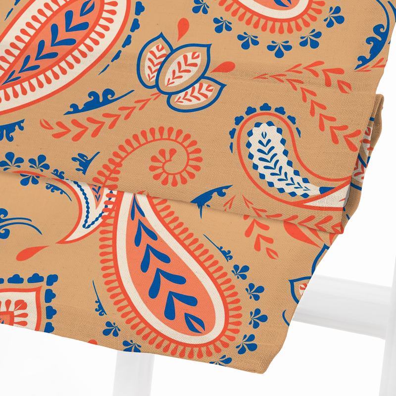 ANITA Paisley Print Polyester Linen Roman Shade