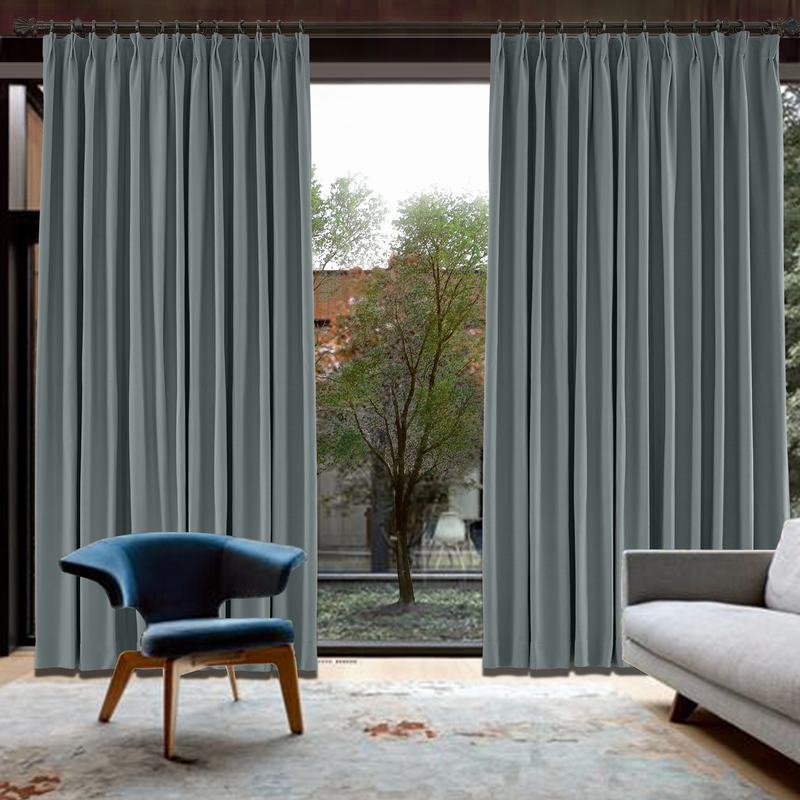 CUSTOM Capri Grey Blackout Curtains with Liner