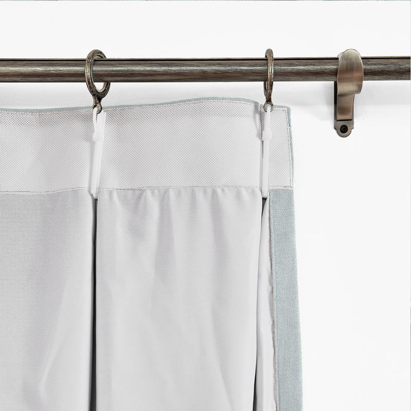 CUSTOM Kante Beige White Polyester Cotton Drapery With Lining Curtains