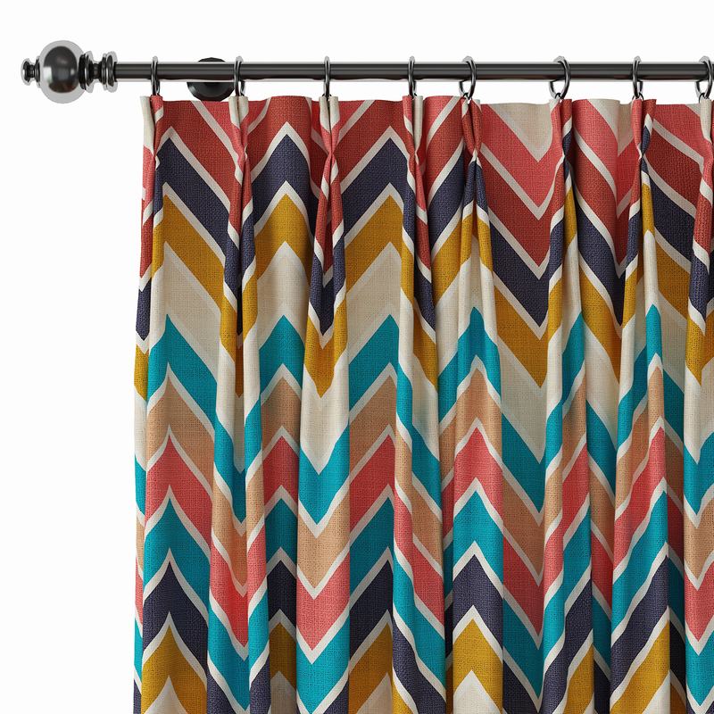 Abstract Print Polyester Linen Curtain Drapery with Privacy Blackout Thermal Lining BARBARA