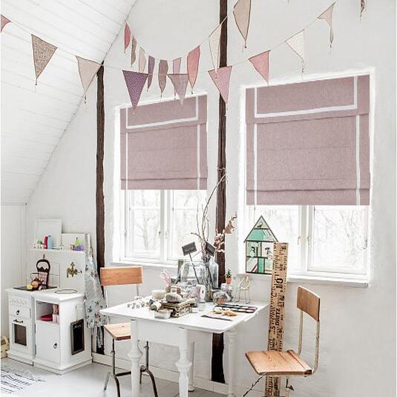 Stripe Print Polyester Roman Shade In Pink