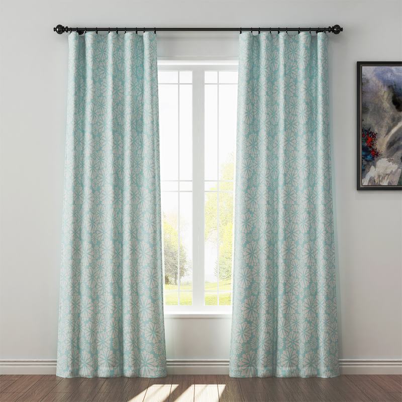 Geometric Print Polyester Linen Curtain Drapery CROWN