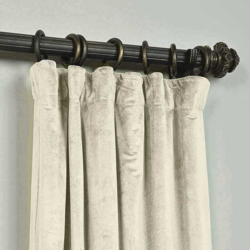 CUSTOM Birkin Beige Velvet Curtain Drapery With Lining For Traverse Rod Pole or Track
