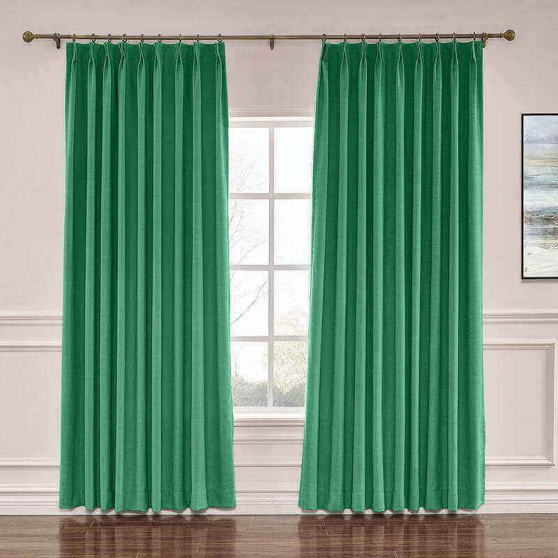 CUSTOM Liz Peacock Polyester Linen Window Curtain Drapery with Lined