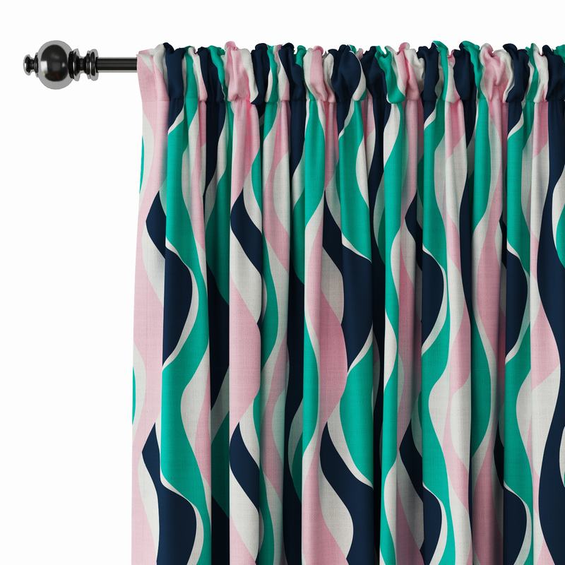 Abstract Print Polyester Linen Curtain Drapery IVY