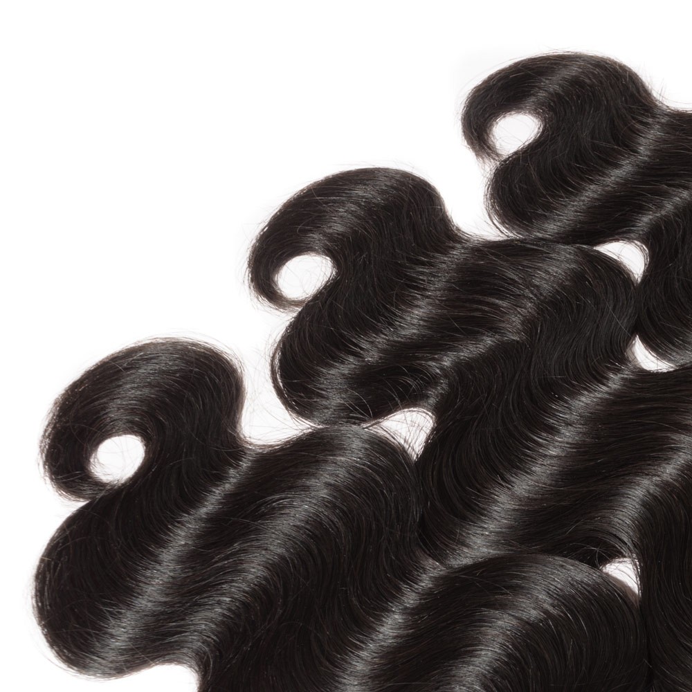 【Platinum 7A】3 Bundles Body Wavy Brazilian Virgin Hair 300g With 4*4 Body Wavy Free Part Lace Closure