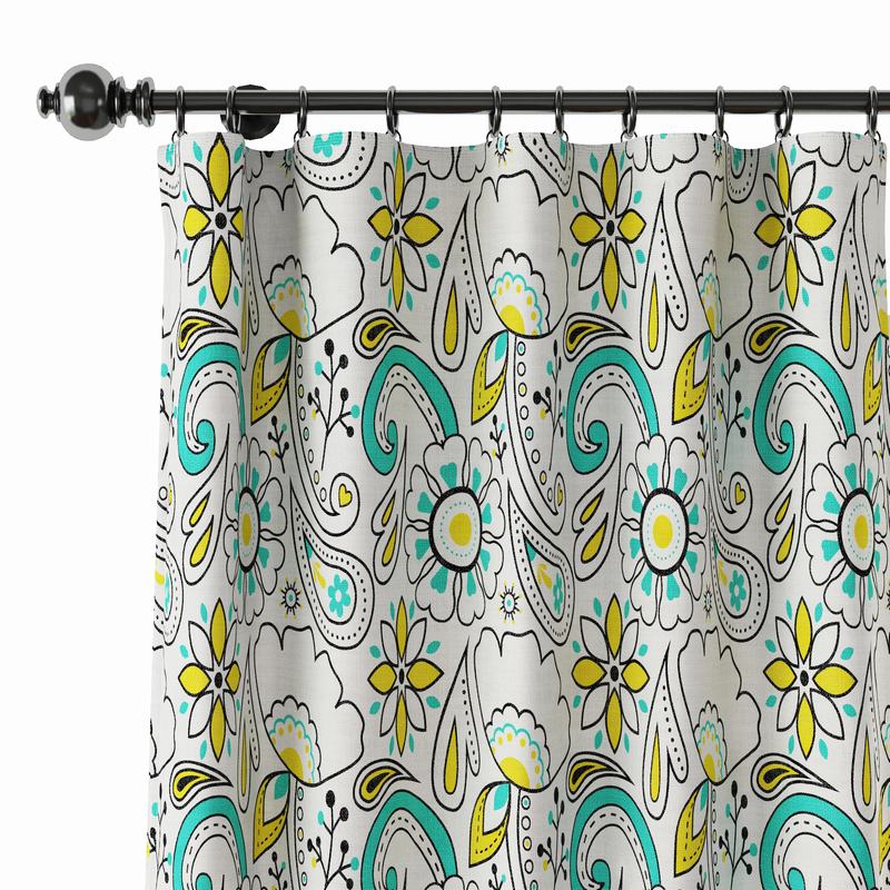 Paisleys Print Polyester Linen Curtain Drapery ATLAS