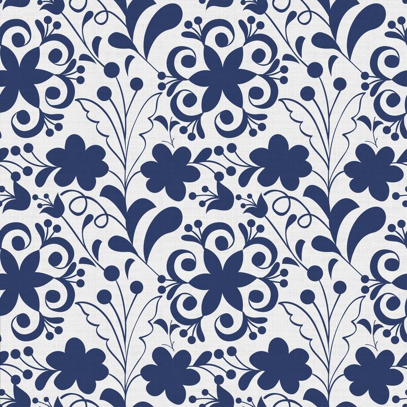 Floral Print Polyester Linen Curtain Drapery AURELIA