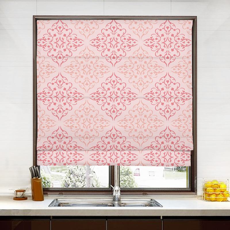 KRISTINE Geometric Print Polyester Linen Roman Shade