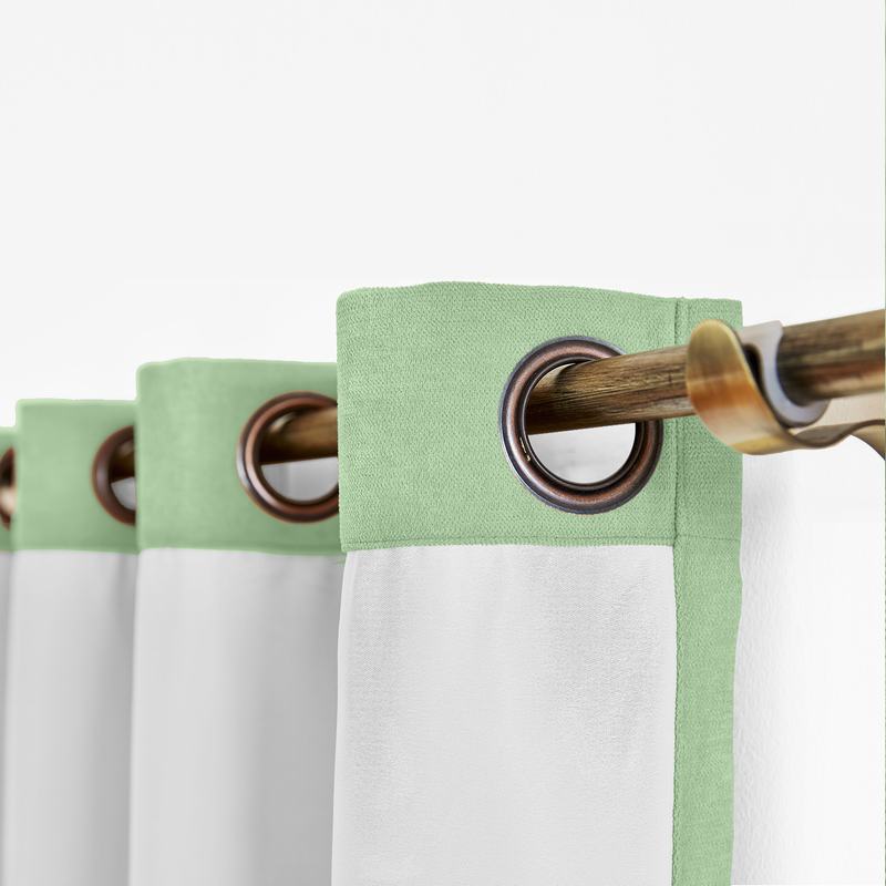 CUSTOM Kante Grass Green Polyester Cotton Drapery With Lining Curtains