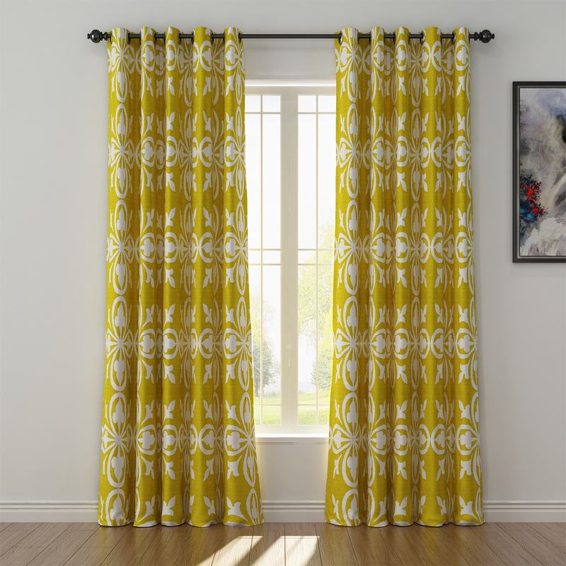 Abstract Print Polyester Linen Curtain Drapery YULAN