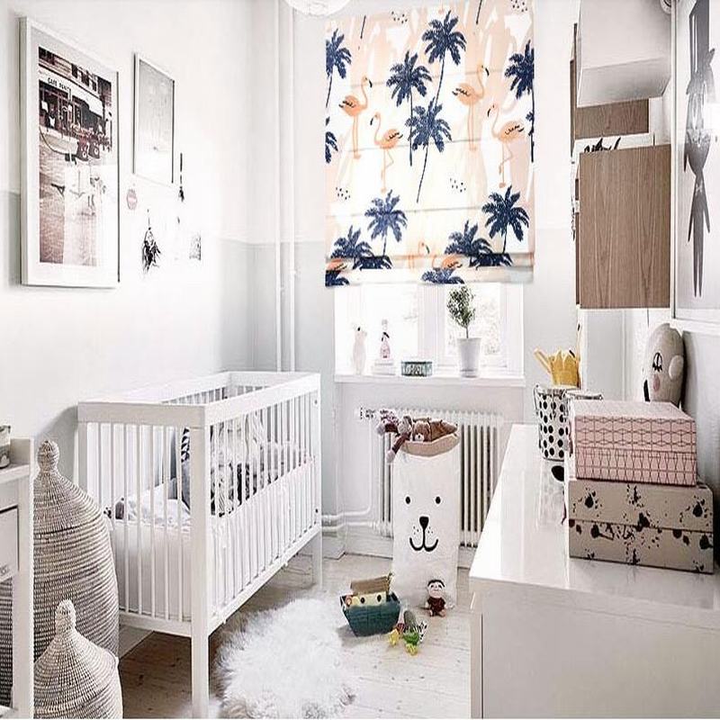 Print Polyester Roman Shade In Navy