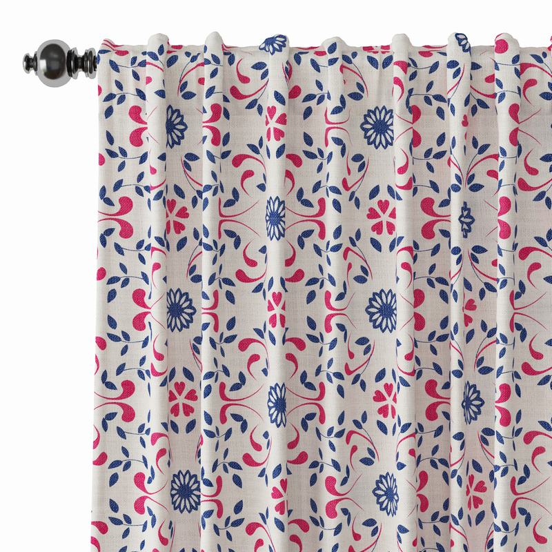 Floral Print Polyester Linen Curtain Drapery OPHELIA