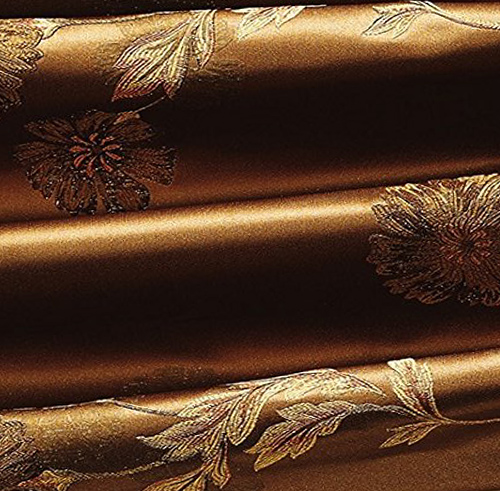 Heavy Weight Polyester Brown Flower Jacquard Curtain Drapery CLARA