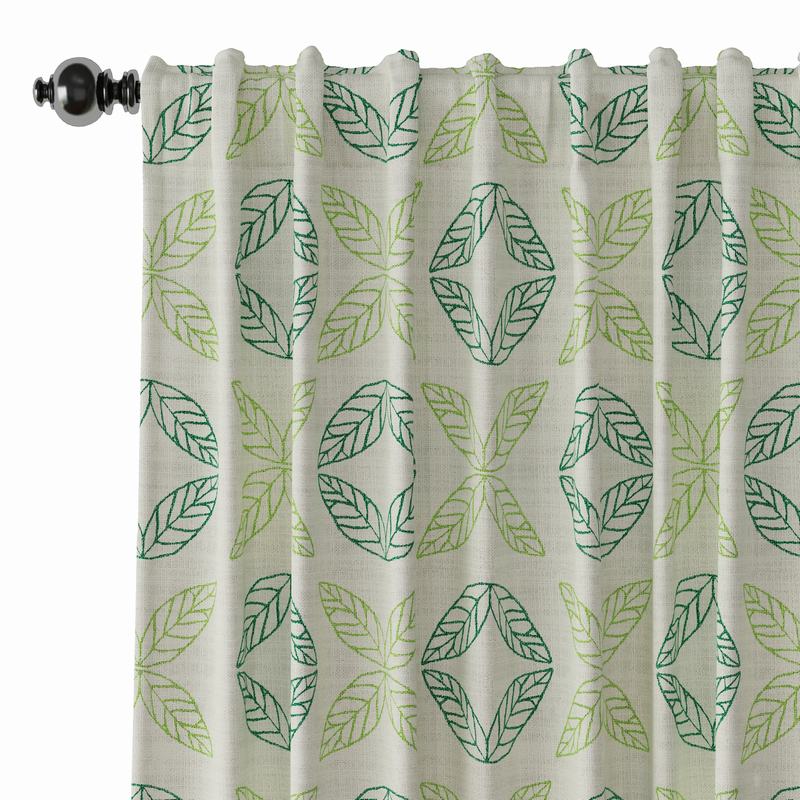Nature Print Polyester Linen Curtain Drapery TUSCANY