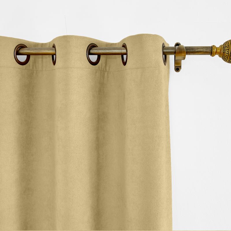 CUSTOM Kante Light Brown Polyester Cotton Drapery With Lining Curtains