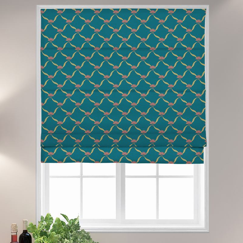 EMILIA Abstract Print Polyester Linen Room Darkening Roman Shade