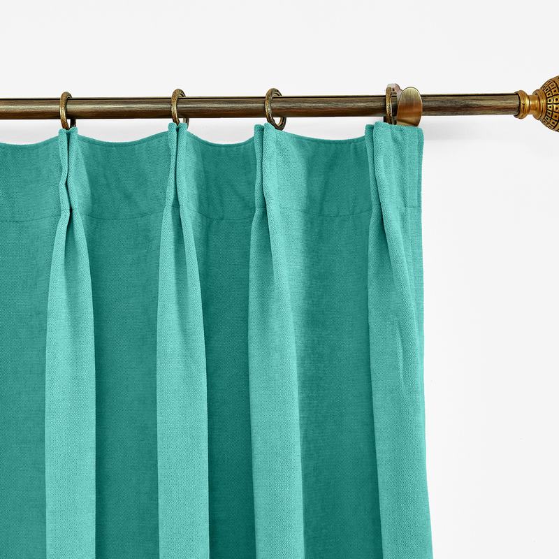 CUSTOM Kante Caribbean Green Polyester Cotton Drapery With Lining Curtains