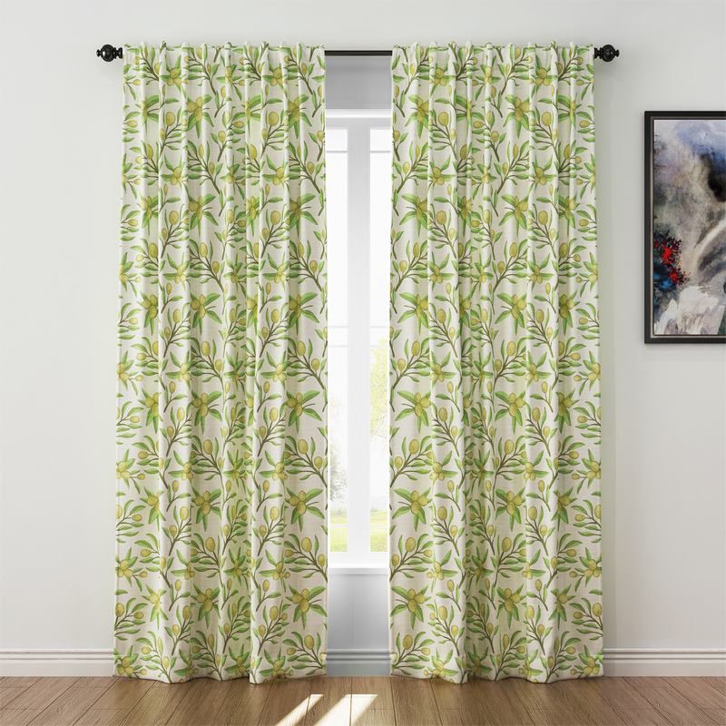 Nature Print Polyester Linen Curtain Drapery ASHER