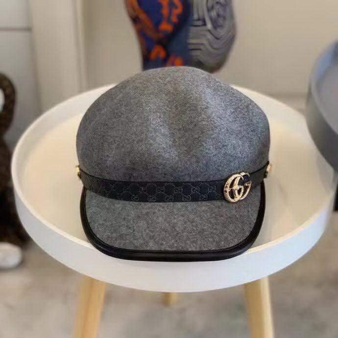 20冬季最新专柜款-古驰Gucci秋冬新款高品质羊毛军帽，经典时尚织带LOGO，法式名媛风！超显气质的款式