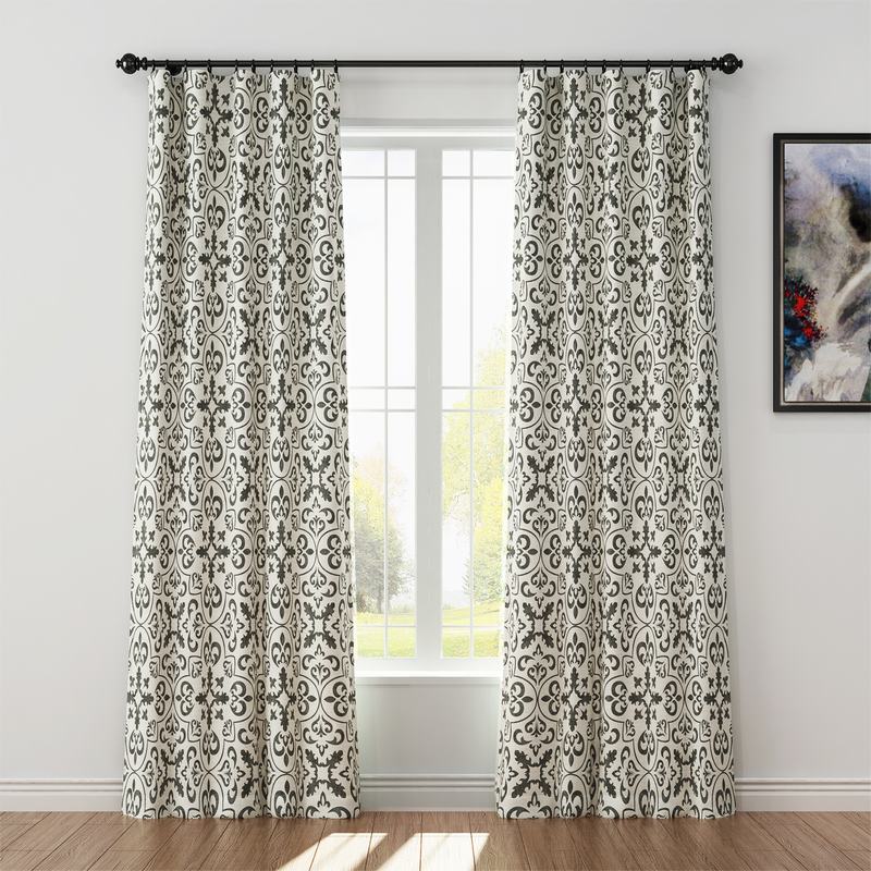 Geometric Print Polyester Linen Curtain Drapery MOBILIZATION