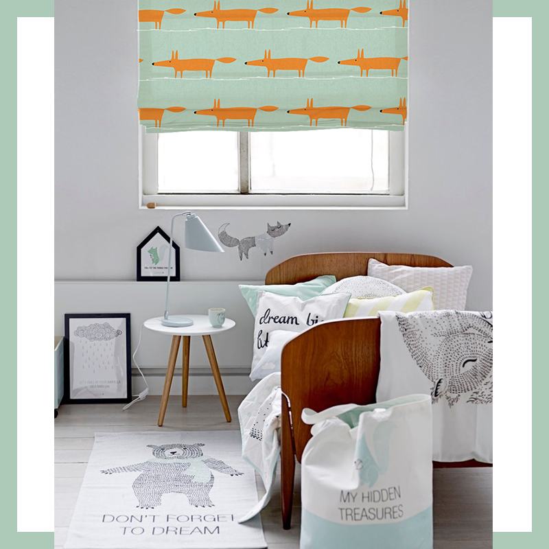 Print Polyester Roman Shade In Orange