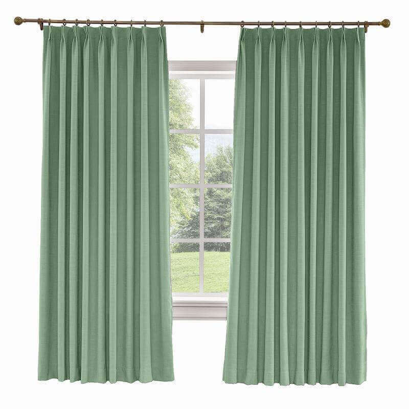 CUSTOM Liz Pale Turquoise Polyester Linen Curtain Drapery with Lined