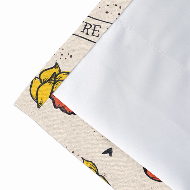 Love Print Polyester Linen Curtain Drapery with Privacy Blackout Thermal Lining CHERYL