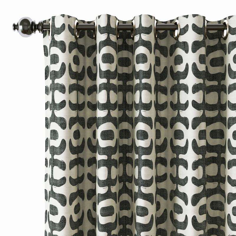 Abstract Print Polyester Linen Curtain Drapery GRAPE
