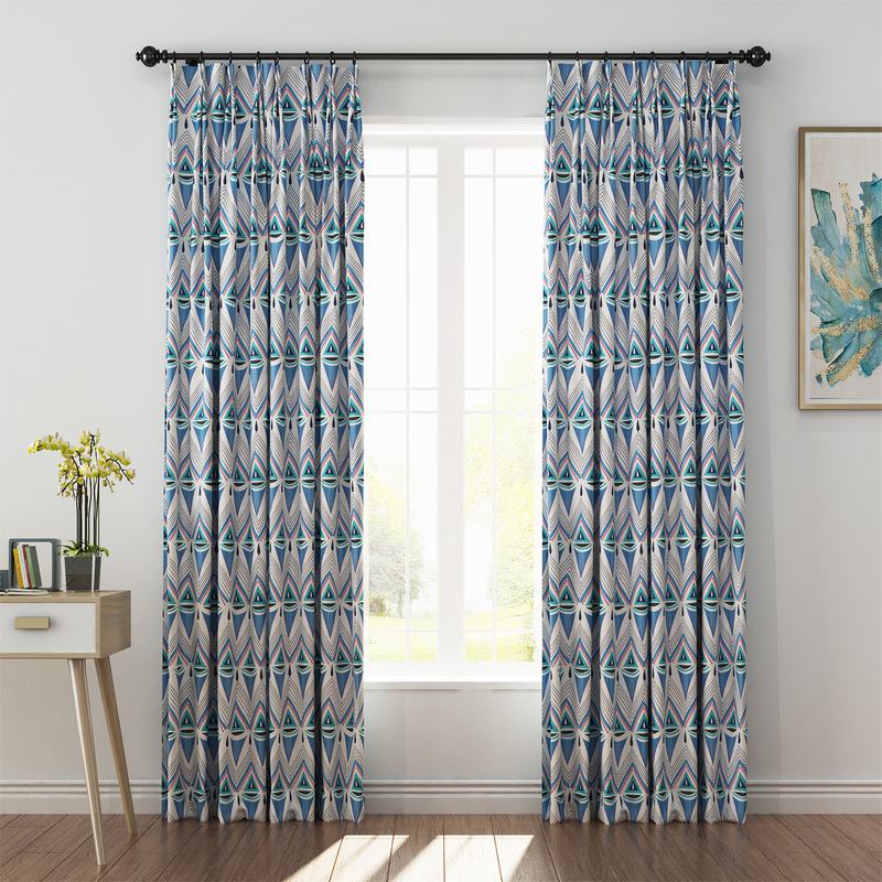 Abstract Print Polyester Linen Curtain Drapery ELIZABETH