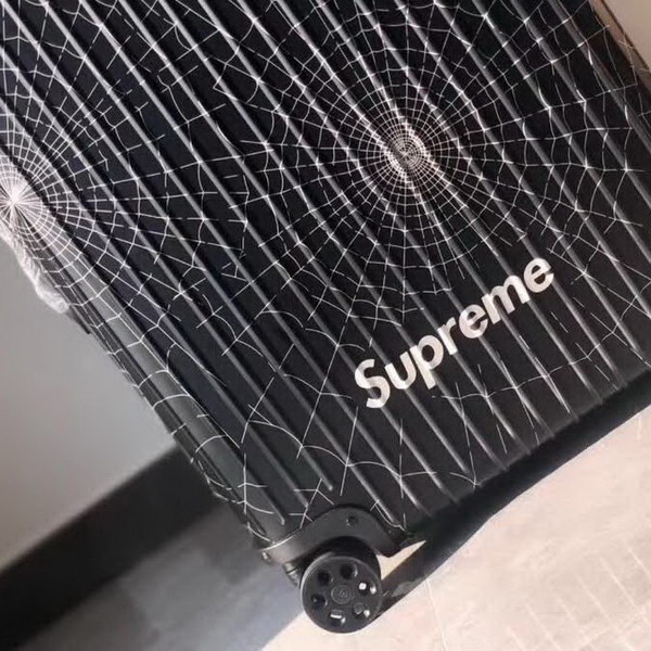 日默瓦/rimowa x Supreme联名蜘蛛网，全铝箱体，二次氧化蜘蛛网，无极变速弹跳拉杆