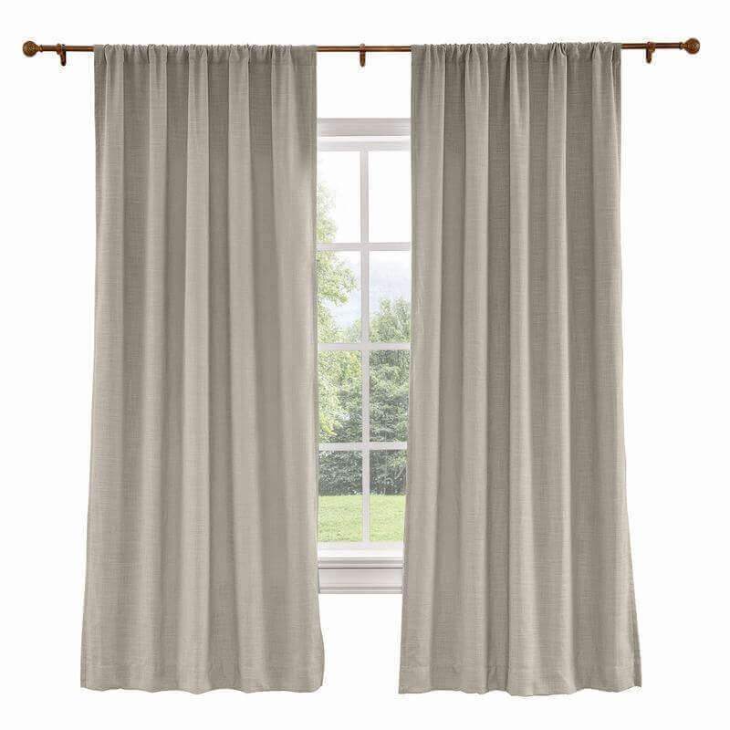 CUSTOM Liz Burly Wood Polyester Linen Curtain Drapery with Lined