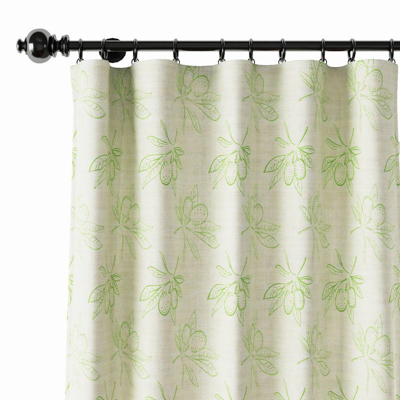 Nature Print Polyester Linen Curtain Drapery ATTICUS