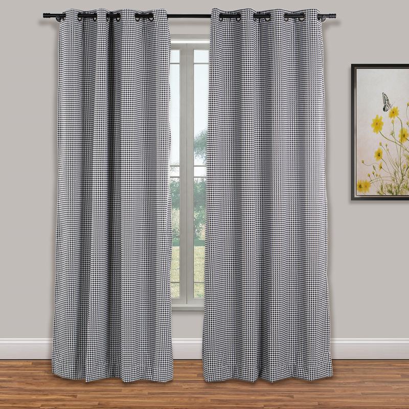 Houndstooth Curtain Black and White Jacquard Drapery Cotton Polyester Panel ELIO