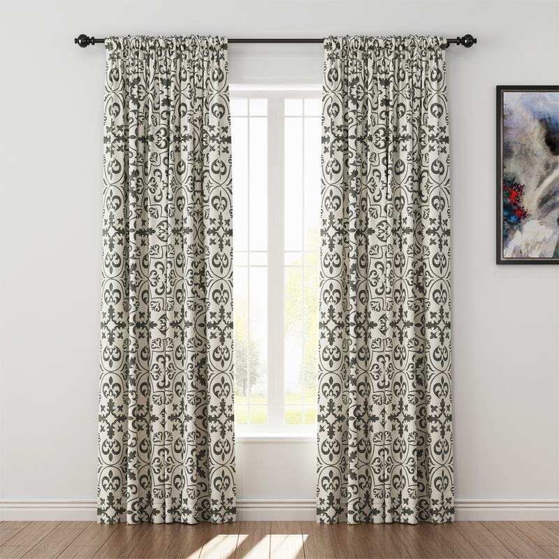 Geometric Print Polyester Linen Curtain Drapery MOBILIZATION