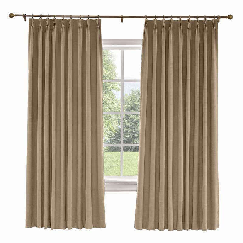 CUSTOM Liz Rust Brown Polyester Linen Curtain Drapery with Lined