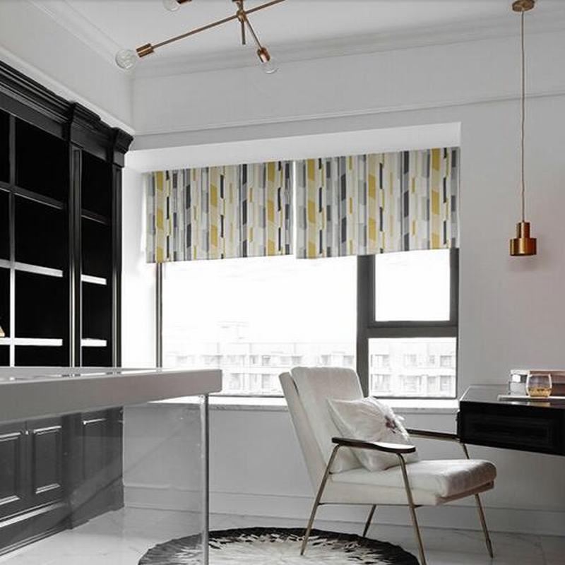 Print Polyester Cotton Roman Shade In Yellow